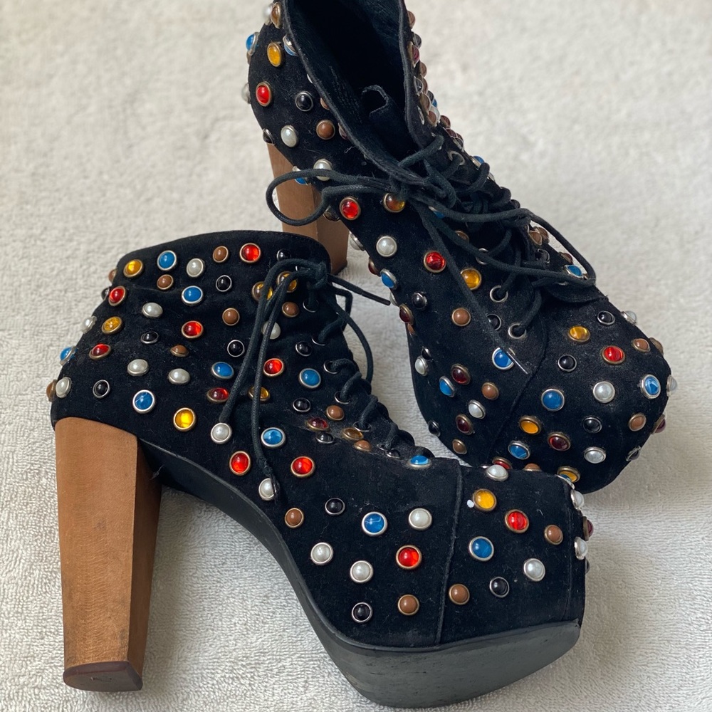 SOLDJeffrey Campbell Rhinestone Colorful Booties Boots - Picture 8 of 8